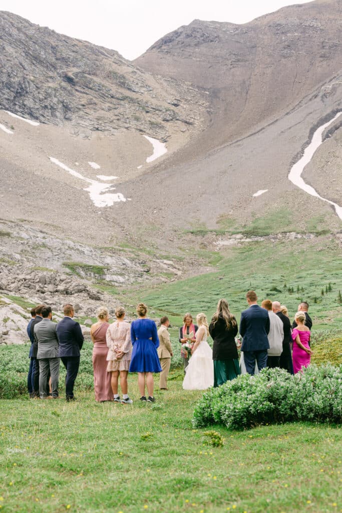 Helicopter Mountain ceremony venue location with bride and groom getting married
