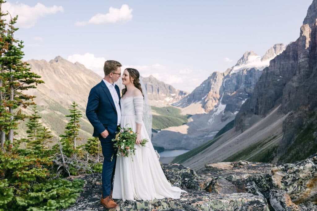 A true elopement of a couple who hiked to get married up high in the mountains